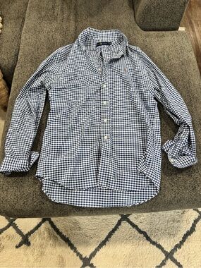 Ralph Lauren Blue and White Gingham Button-Down Shirt - Men